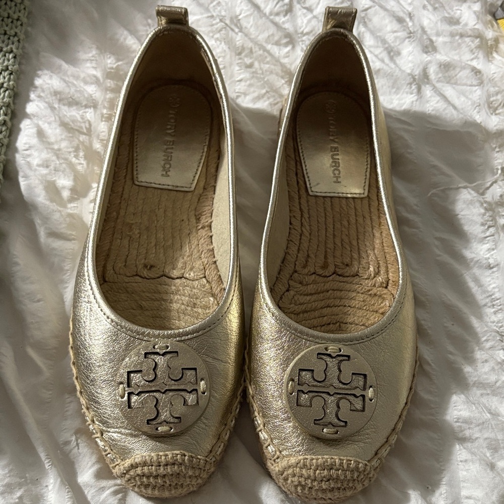 Tory Burch Metallic Gold Espadrilles